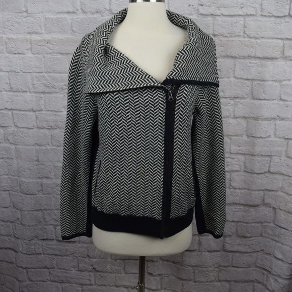 Anthro Sparrow Chevron Moto Sweater Jacket - Picture 3 of 5